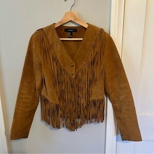 Forever 21 Fringe Jacket Pigskin Leather Lined